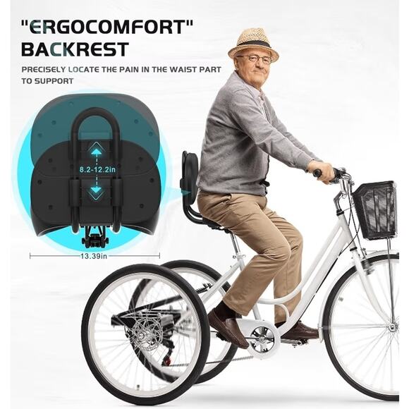 Noseless Bike Seat with Backrest for Men Women-Extra Padding Comfort Wide Bic... - Picture 2 of 7